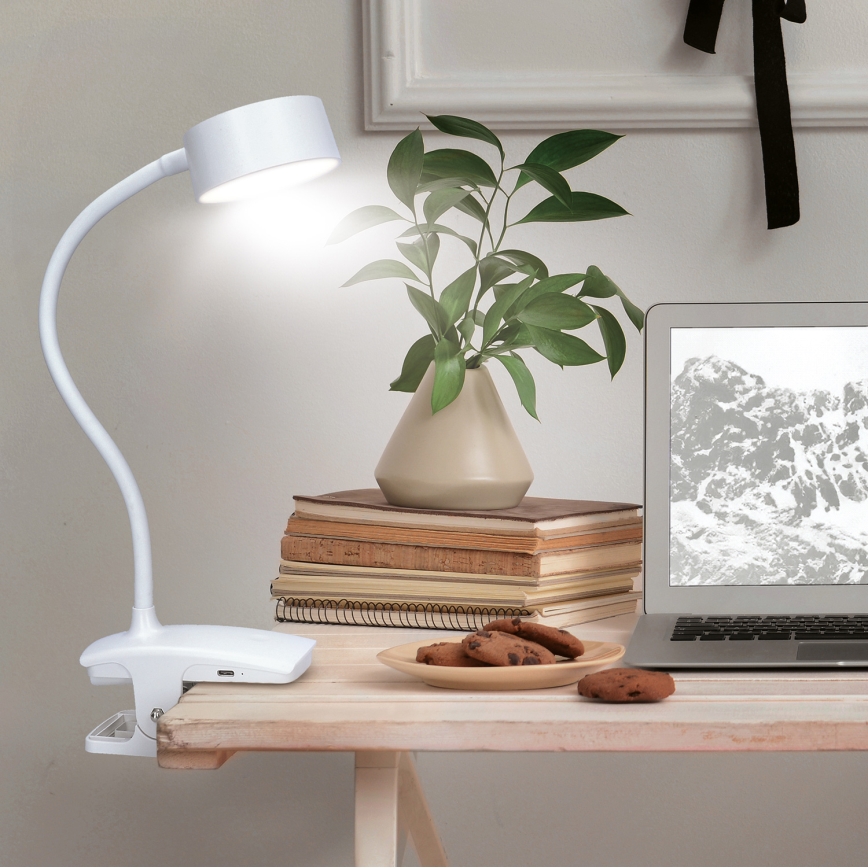 Solight WO3001-W- Candeeiro LED flexível regulável com clip LED/2W/5V 3000/4000/6500K branco