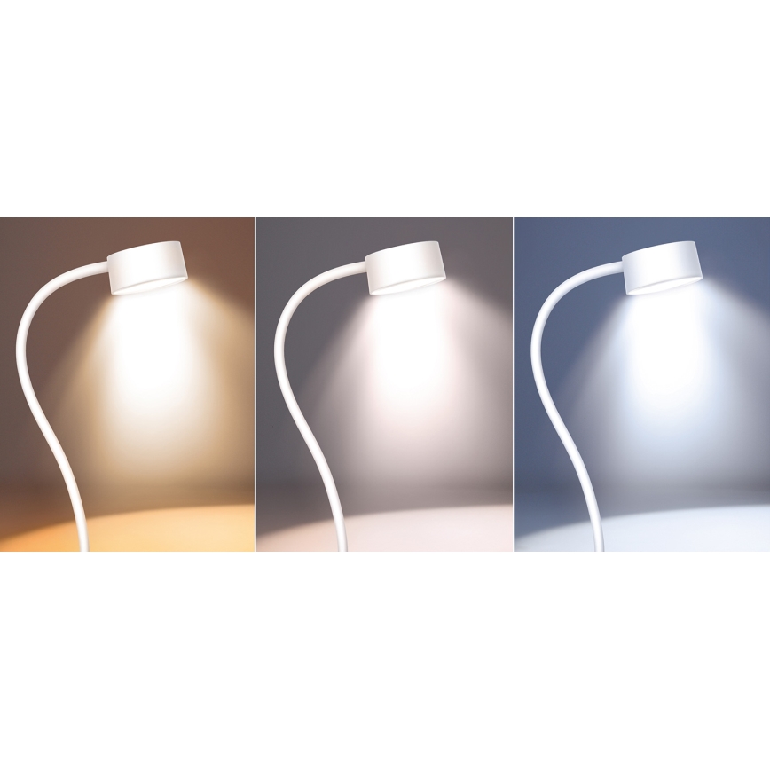 Solight WO3001-W- Candeeiro LED flexível regulável com clip LED/2W/5V 3000/4000/6500K branco