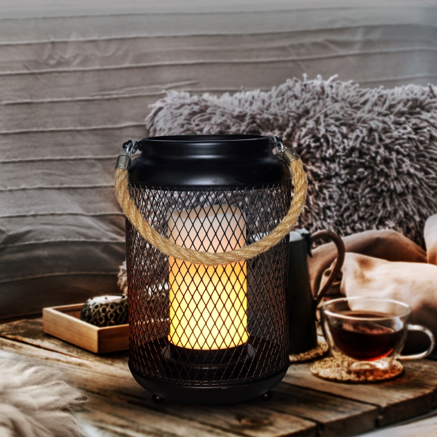 Candeeiro de mesa LED decorativo LED/3xAA preto