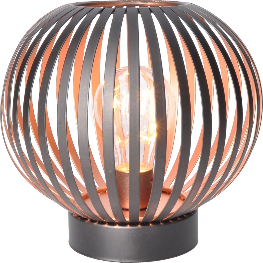 Candeeiro de mesa LED decorativo LED/3xAA preto/cobre