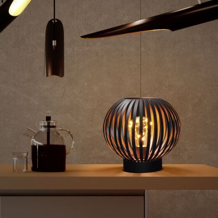 Candeeiro de mesa LED decorativo LED/3xAA preto/cobre