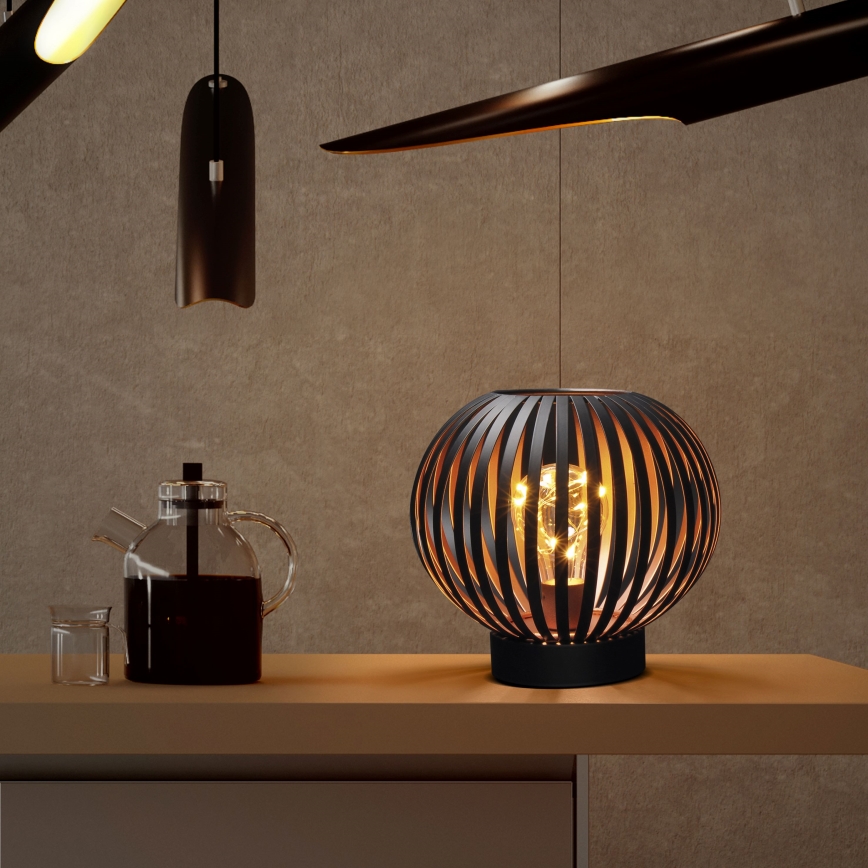 Candeeiro de mesa LED decorativo LED/3xAA preto/cobre