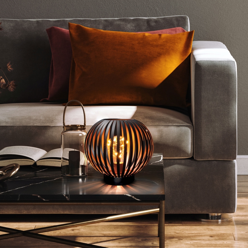 Candeeiro de mesa LED decorativo LED/3xAA preto/cobre