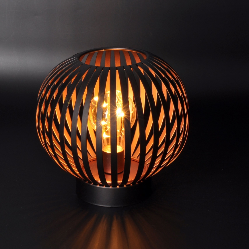 Candeeiro de mesa LED decorativo LED/3xAA preto/cobre