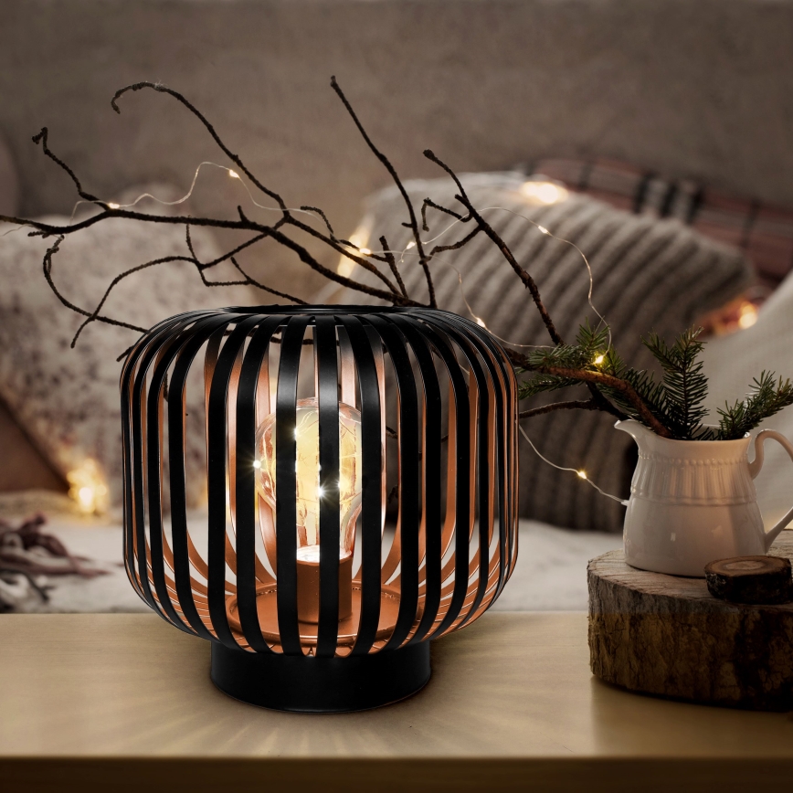 Candeeiro de mesa LED decorativo LED/3xAA preto/cobre