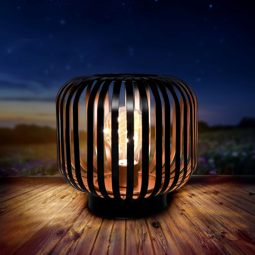 Candeeiro de mesa LED decorativo LED/3xAA preto/cobre