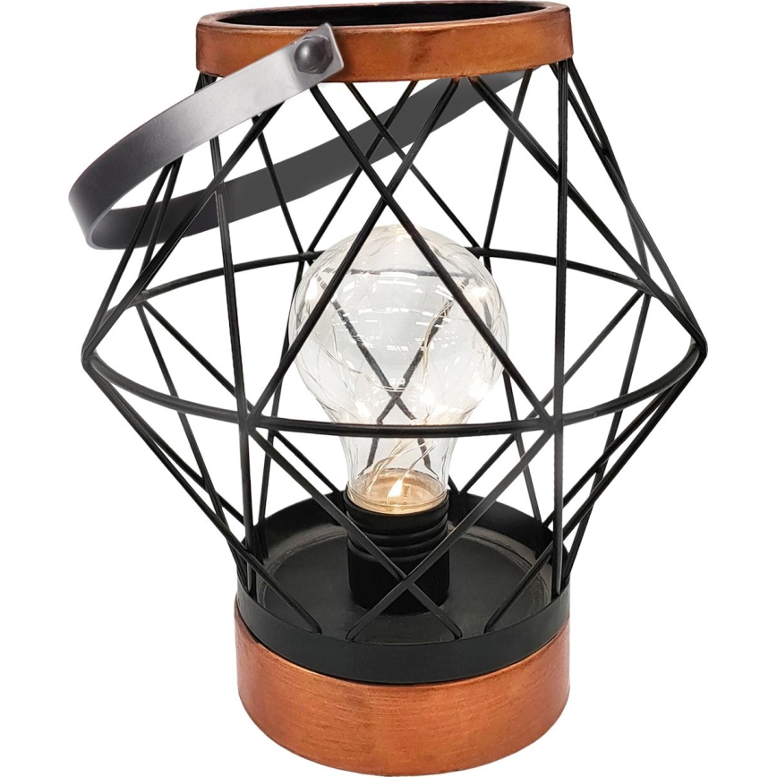 Candeeiro de mesa LED decorativo LED/3xAA preto/cobre