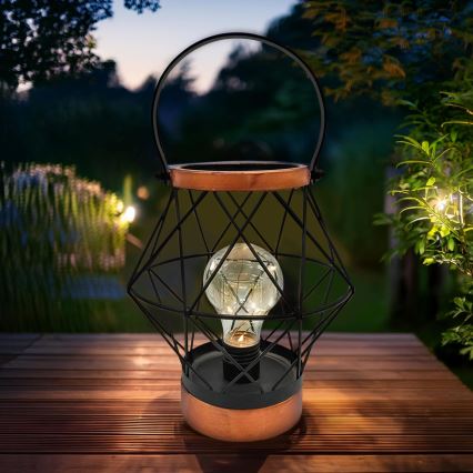 Candeeiro de mesa LED decorativo LED/3xAA preto/cobre