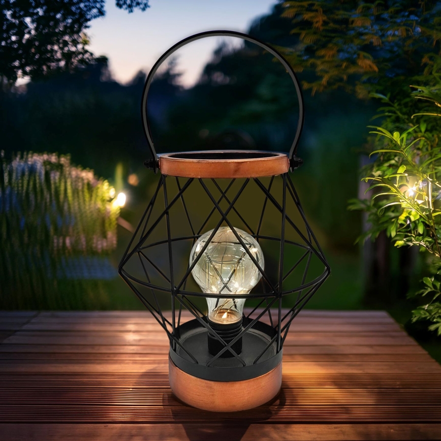 Candeeiro de mesa LED decorativo LED/3xAA preto/cobre