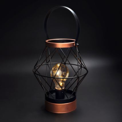 Candeeiro de mesa LED decorativo LED/3xAA preto/cobre