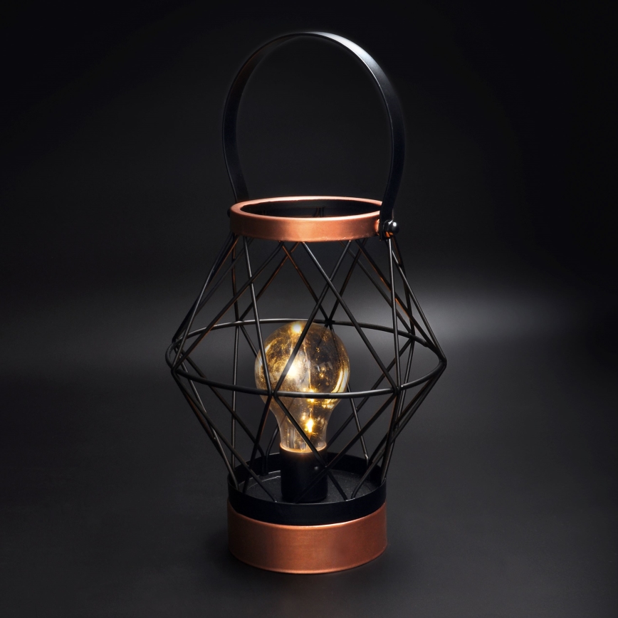 Candeeiro de mesa LED decorativo LED/3xAA preto/cobre