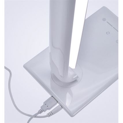Candeeiro de mesa LED com regulação com conector USB LED/12W/230V branco