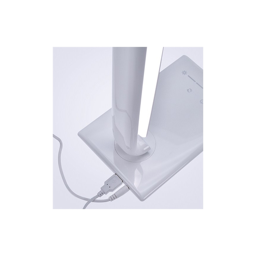 Candeeiro de mesa LED com regulação com conector USB LED/12W/230V branco