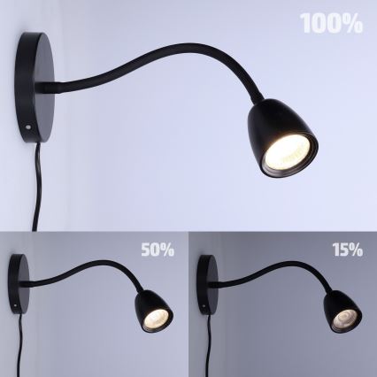 Candeeiro pequeno LED de parede com regulação LED/4W/230V preto
