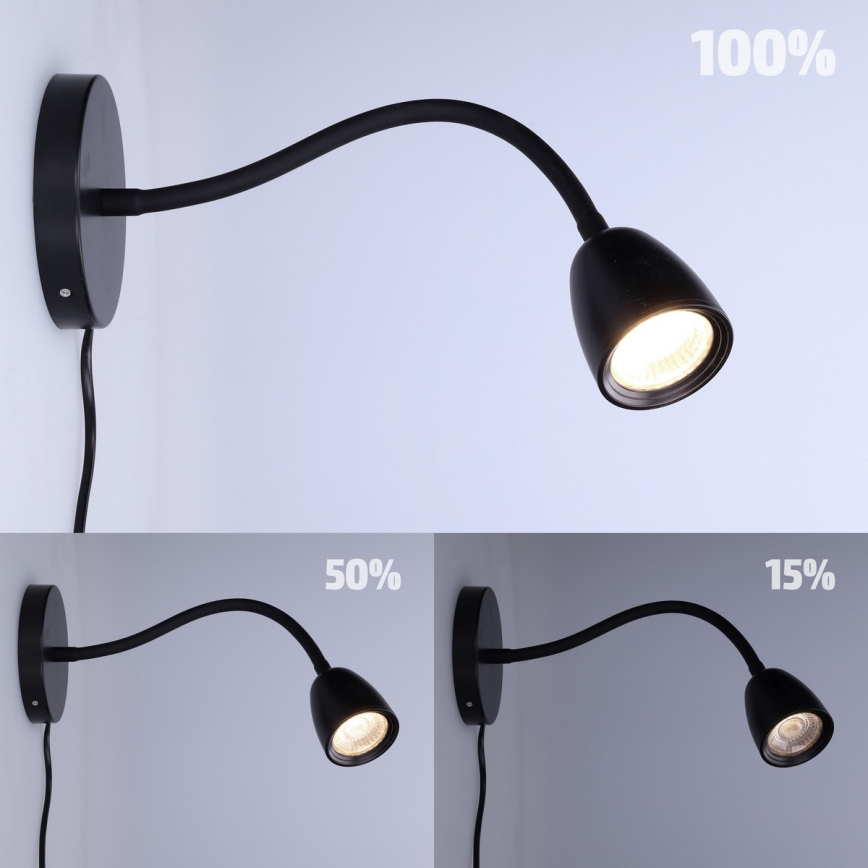 Candeeiro pequeno LED de parede com regulação LED/4W/230V preto