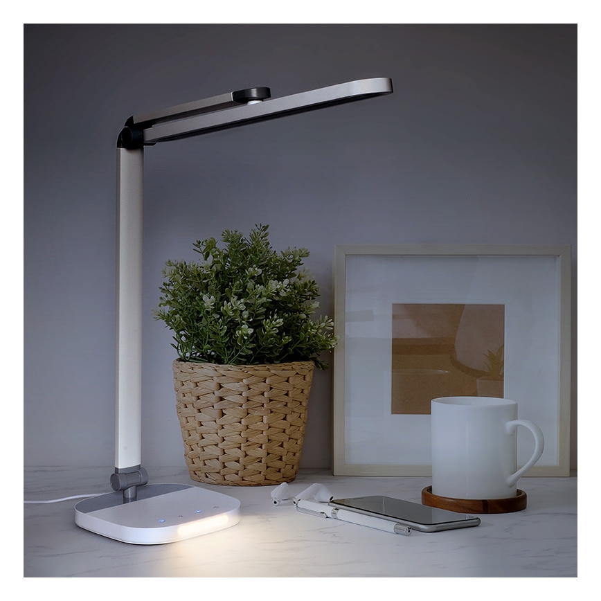 Candeeiro de mesa táctil LED com regulação e luz noturna LED/10W/5V 3000/4000/5000K branco