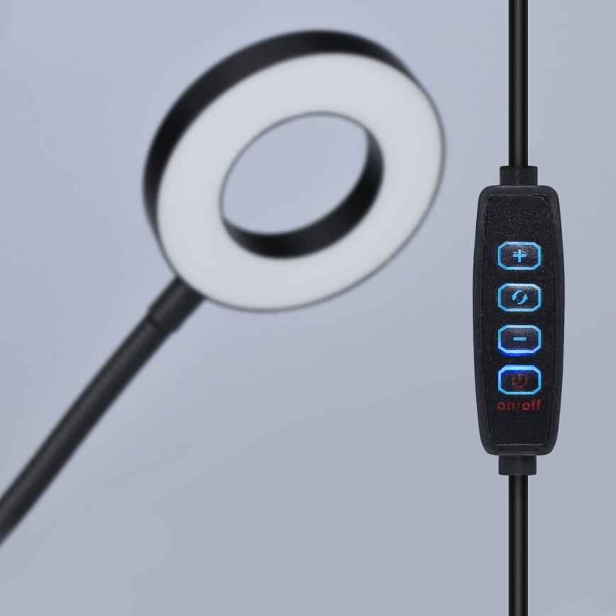 Candeeiro de mesa LED com regulação e clipe LED/8W/230V 3000/4000/5000K preto