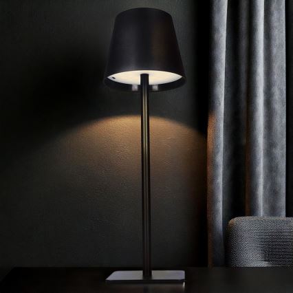 Lâmpada de mesa LED tátil recarregável com dimmer LUCCA LED/3,7V 3000/4000/6500K 2000 mAh preta