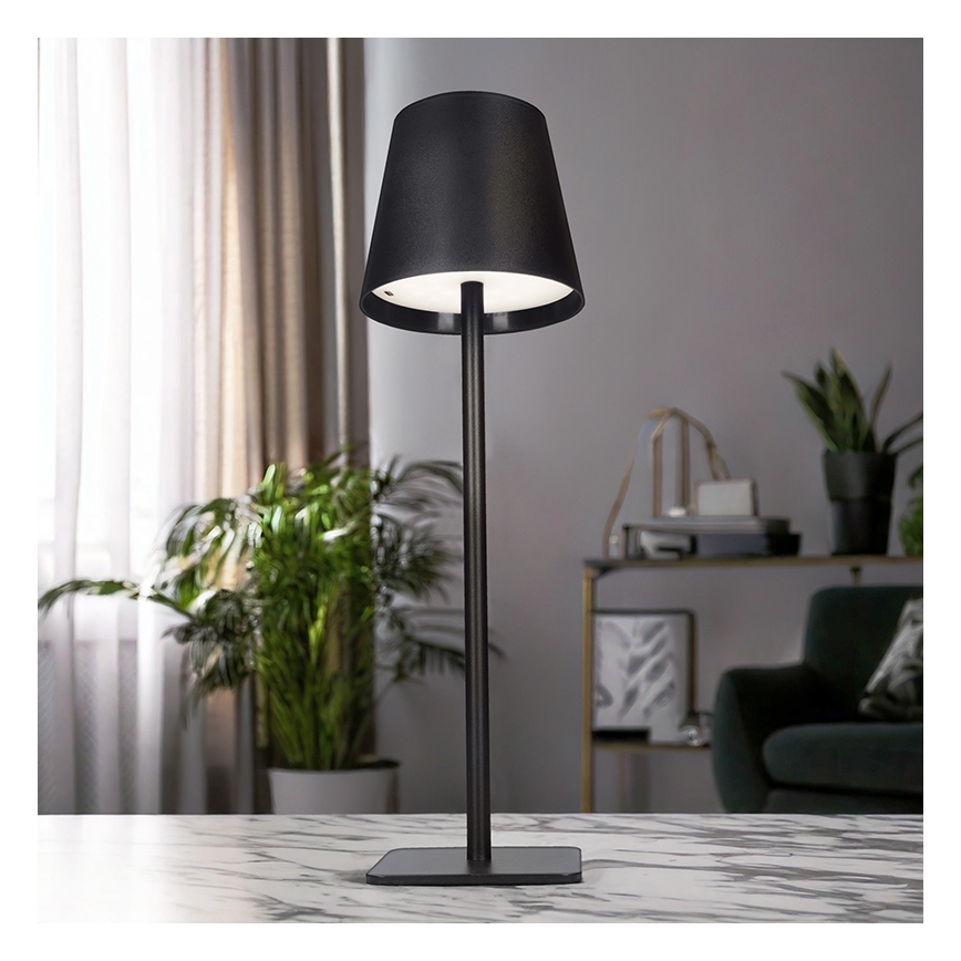 Lâmpada de mesa LED tátil recarregável com dimmer LUCCA LED/3,7V 3000/4000/6500K 2000 mAh preta