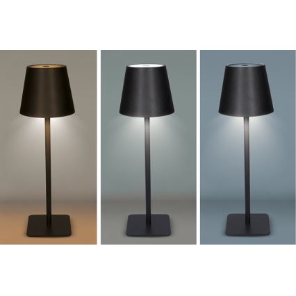Lâmpada de mesa LED tátil recarregável com dimmer LUCCA LED/3,7V 3000/4000/6500K 2000 mAh preta