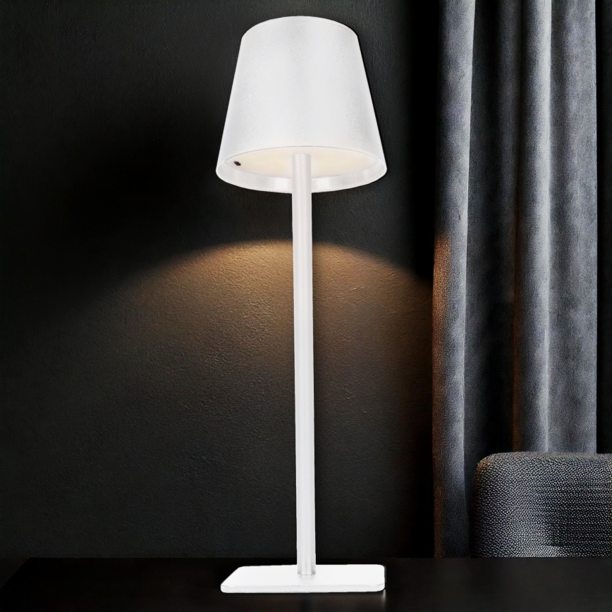 Candeeiro de mesa tátil recarregável e regulável LUCCA LED, 3,7V, 3000/4000/6500K, 2000 mAh, branco