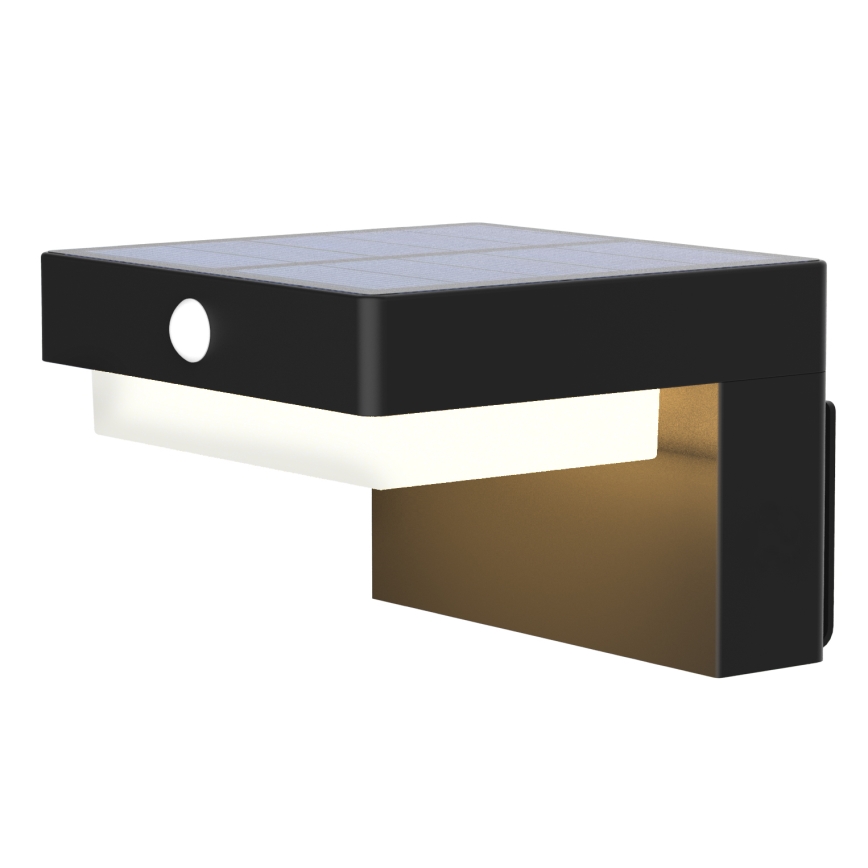 LED Candeeiro de parede solar com sensor de movimento e anoitecer PALERMO LED/5W/2000 mAh IP54 preto