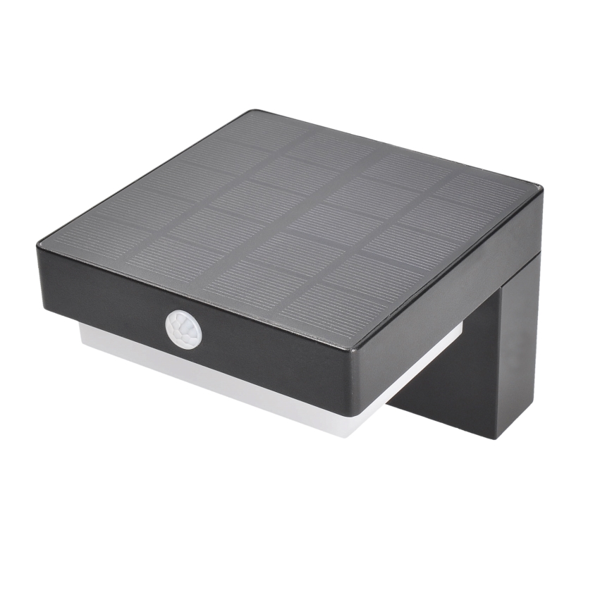 LED Candeeiro de parede solar com sensor de movimento e anoitecer PALERMO LED/5W/2000 mAh IP54 preto