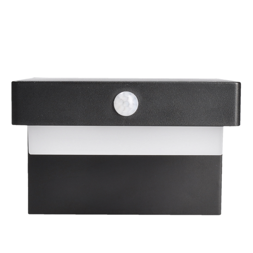 LED Candeeiro de parede solar com sensor de movimento e anoitecer PALERMO LED/5W/2000 mAh IP54 preto