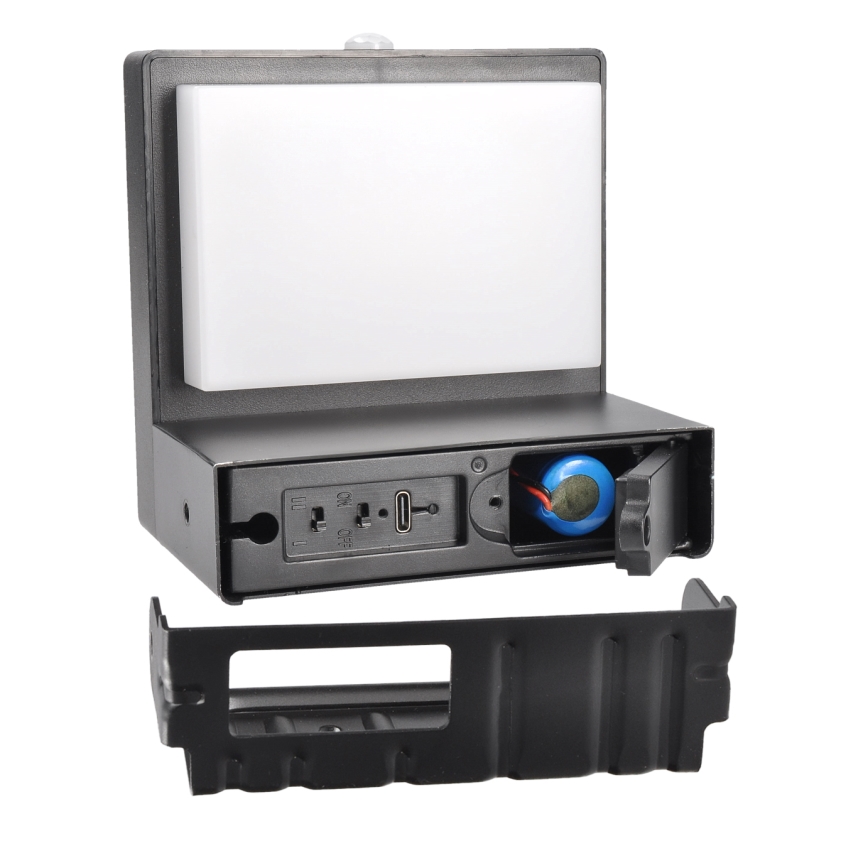 LED Candeeiro de parede solar com sensor de movimento e anoitecer PALERMO LED/5W/2000 mAh IP54 preto