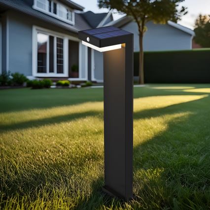 Candeeiro solar LED com um sensor de crepúsculo e movimento PALERMO LED/5W/2000 mAh IP54 preto