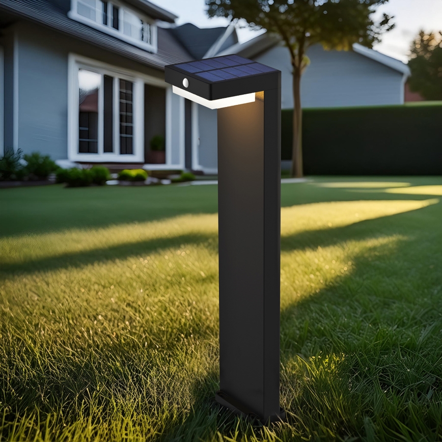 Candeeiro solar LED com um sensor de crepúsculo e movimento PALERMO LED/5W/2000 mAh IP54 preto