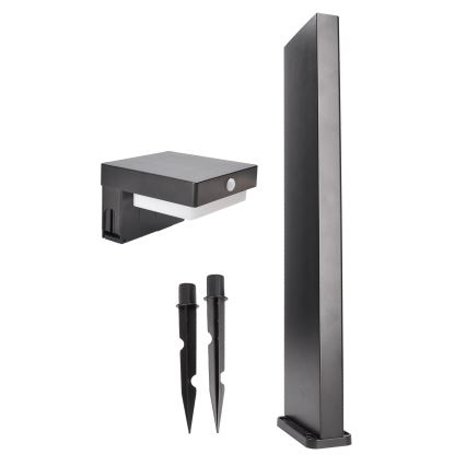 Candeeiro solar LED com um sensor de crepúsculo e movimento PALERMO LED/5W/2000 mAh IP54 preto