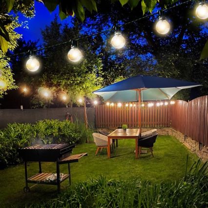 Corrente exterior decorativa LED 25xE12 20m IP44 branco quente