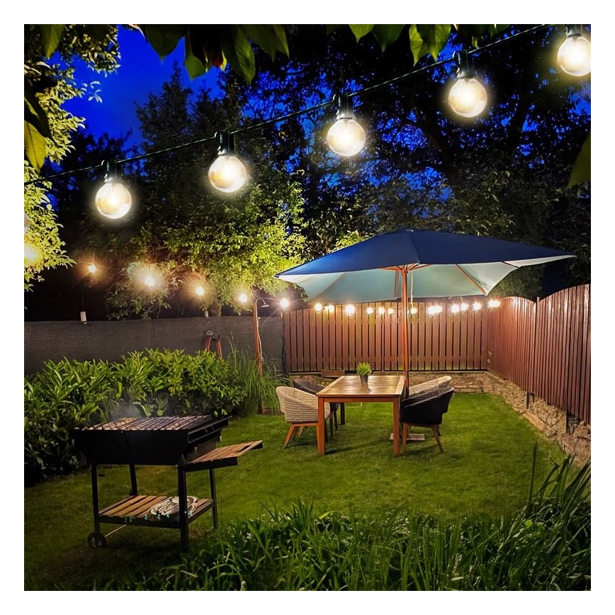 Corrente exterior decorativa LED 25xE12 20m IP44 branco quente