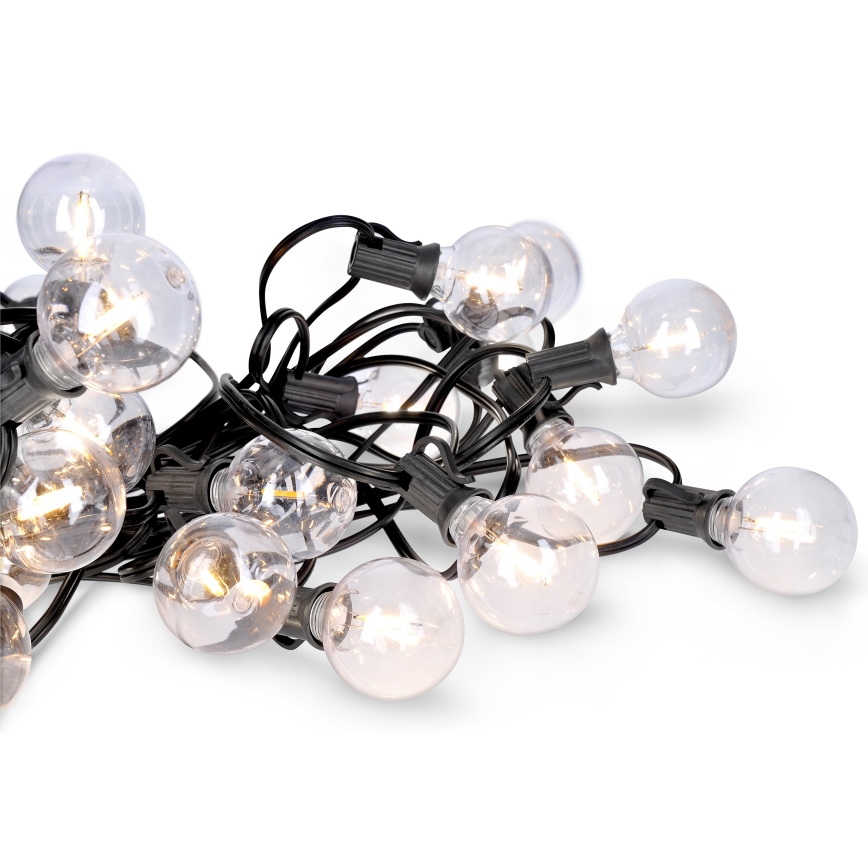 Corrente exterior decorativa LED 25xE12 20m IP44 branco quente