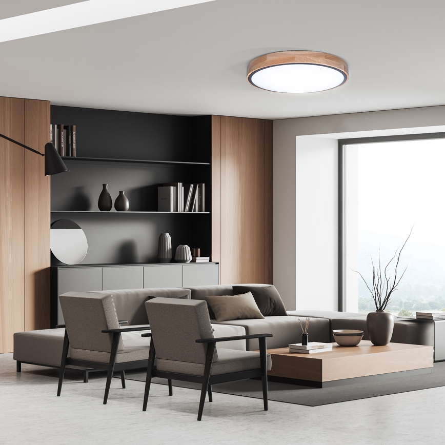 Iluminação de teto LED com regulação IRON OAK LED/60W/230V 3000-6500K carvalho diâmetro 51 cm + comando