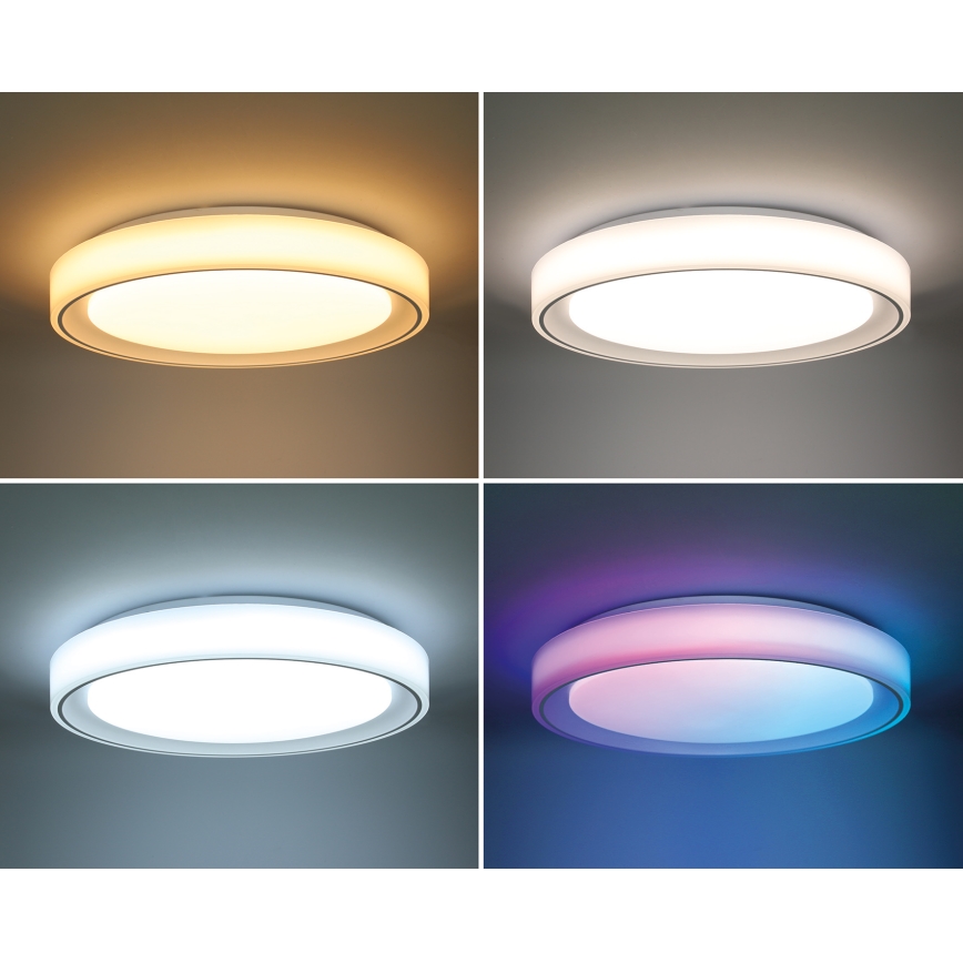 Iluminação de teto LED RGB com regulação FLOCO LED/30W/230V 3000-6500K + RGB/6W diâmetro 40cm + comando