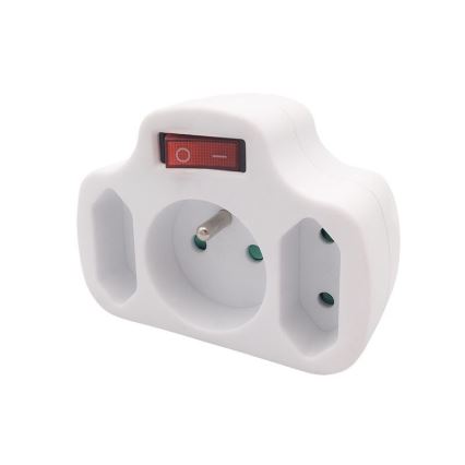 Divisor de tomadas 1Z 10A + 2Z 2,5A com interruptor