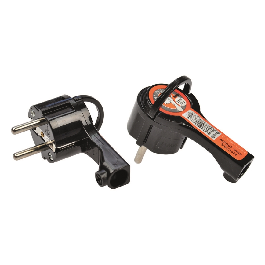 Ficha angular 230V/16A preta