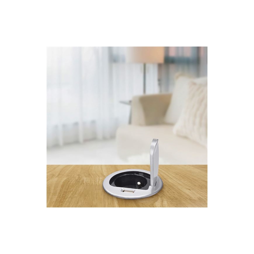 Tomada USB integrada com tampa 230V