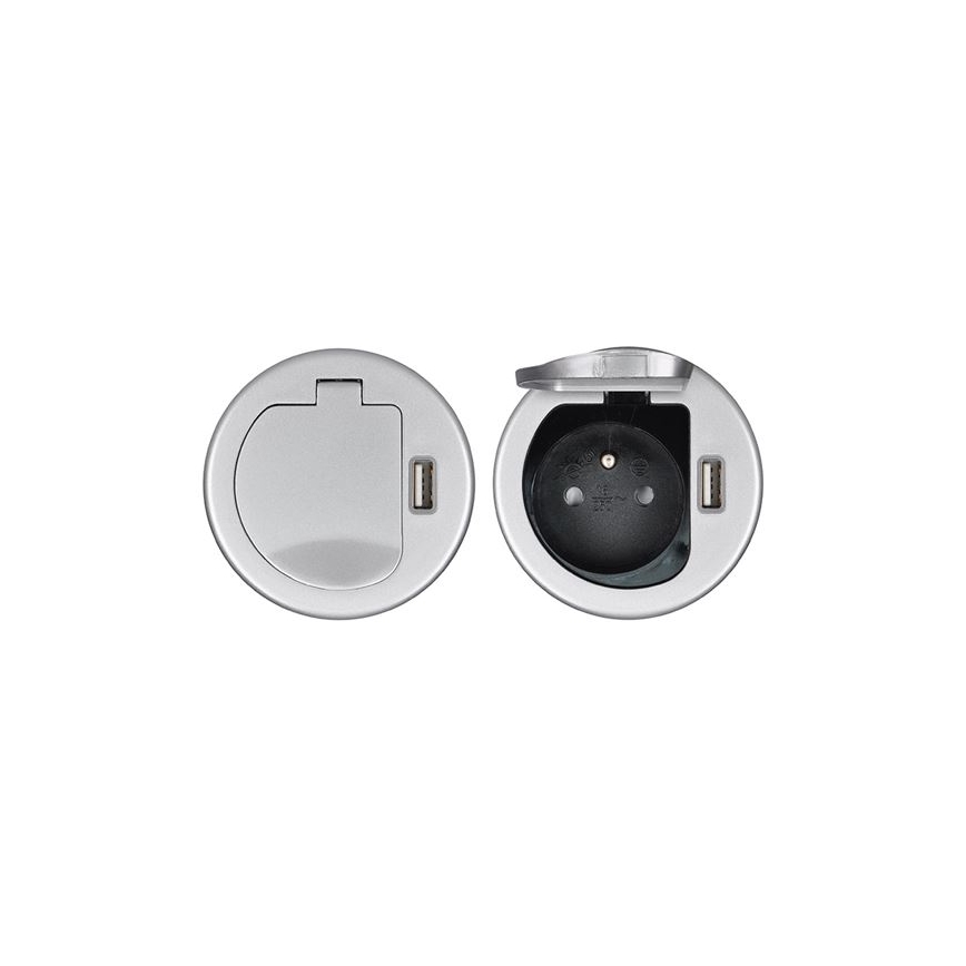 Tomada USB integrada com tampa 230V