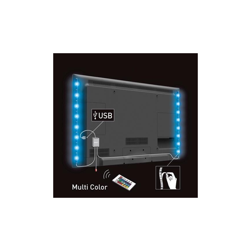 CONJUNTO 2x Tira RGB LED para TV com controlo remoto IP65 LED/USB 50cm
