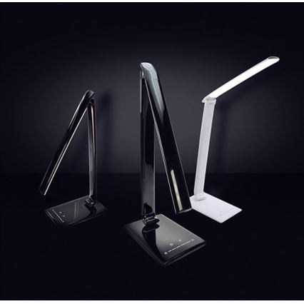 Candeeiro de mesa LED com regulação e conector USB LED/12W/230V preto