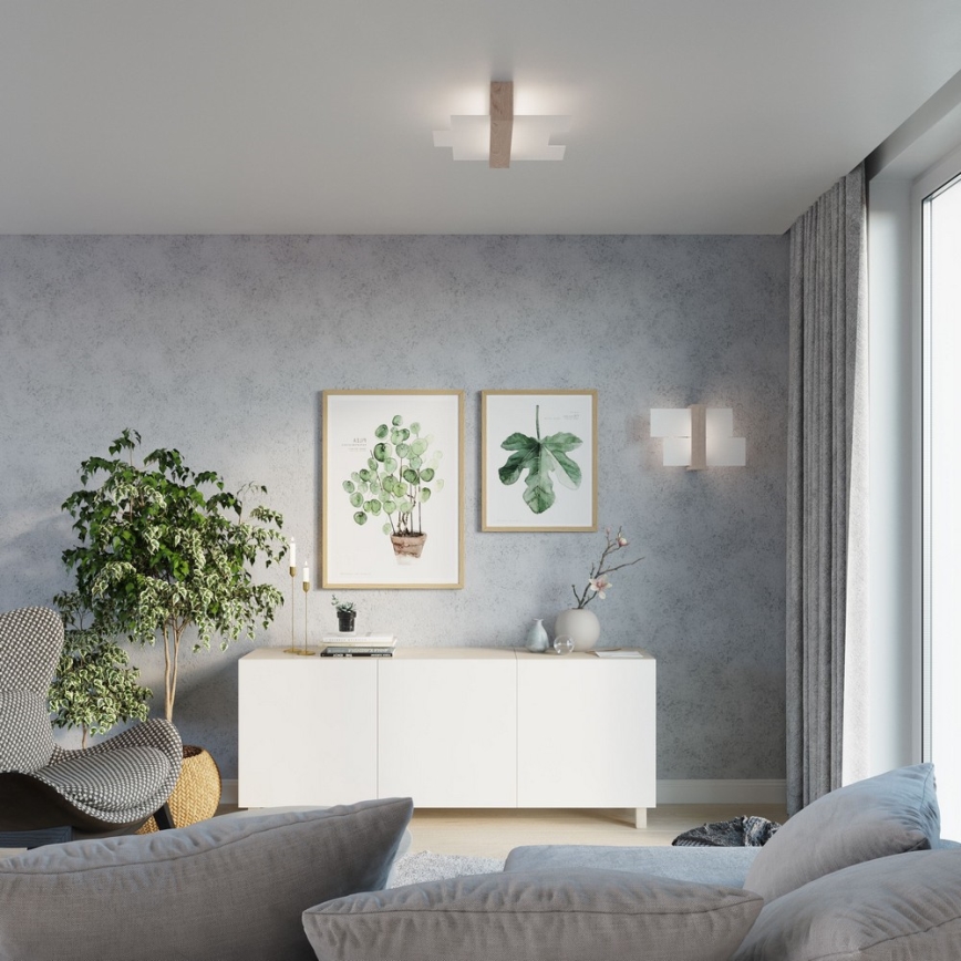 Iluminação de teto FENIKS 2 2xE27/60W/230V Bétula/faia