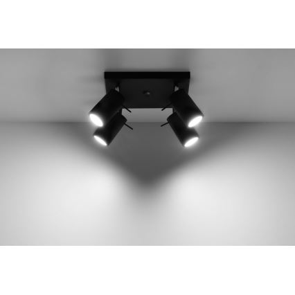 Foco RING 4 4xGU10/10W/230V preto
