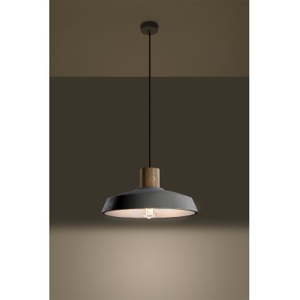 Candelabro suspenso AFRA 1xE27/60W/230V cinzento/faia