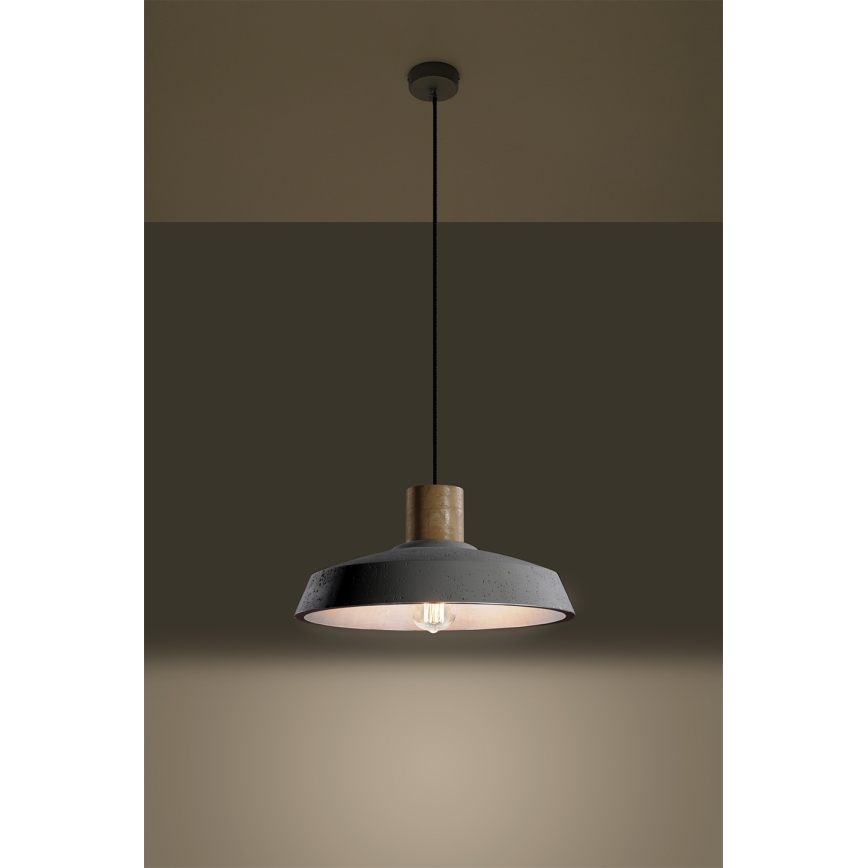 Candelabro suspenso AFRA 1xE27/60W/230V cinzento/faia