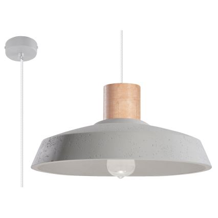 Candelabro suspenso AFRA 1xE27/60W/230V cinzento/faia