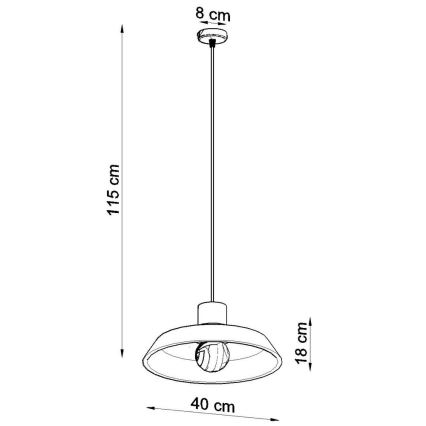 Candelabro suspenso AFRA 1xE27/60W/230V cinzento/faia