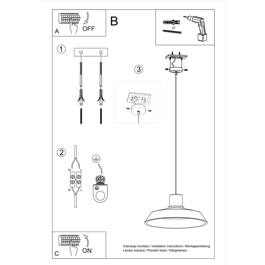 Candelabro suspenso AFRA 1xE27/60W/230V cinzento/faia